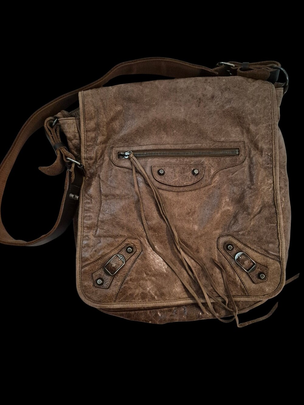 Balenciaga The Besace (Basas) Messenger Bag Brown Leather Crossbody